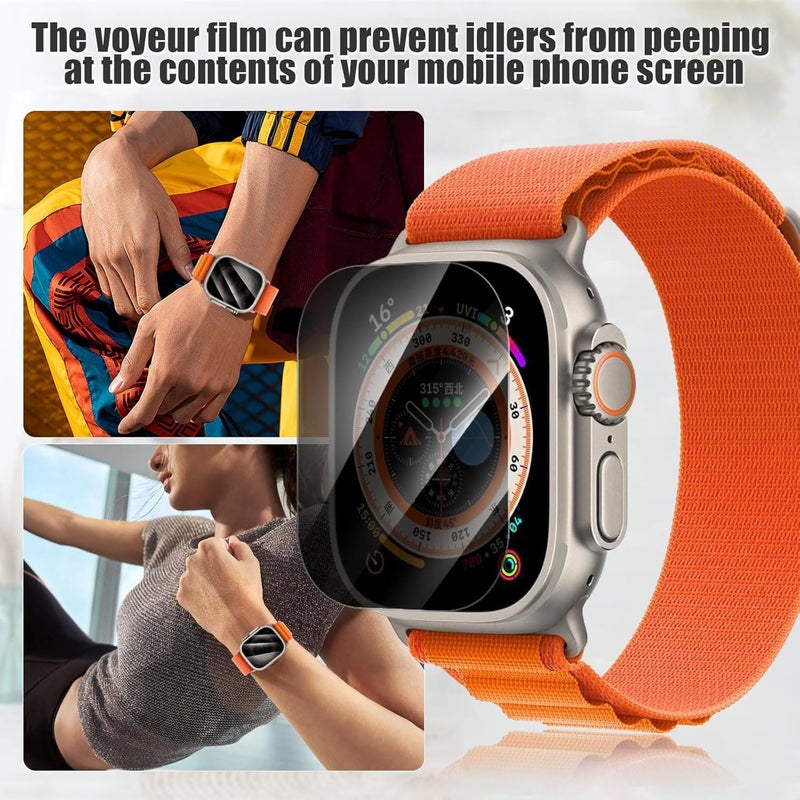 Lokyoo 5 Pack Privacy Screen Protector for Apple Wacth Ultra 49mm [Anti-Spy Tempered Glass] Easy Install, Tempered Glass Protector for Apple Wacth Ultra 49mm - Image 4
